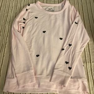 Chaser brand size medium sweatshirt pink with navy hearts all over